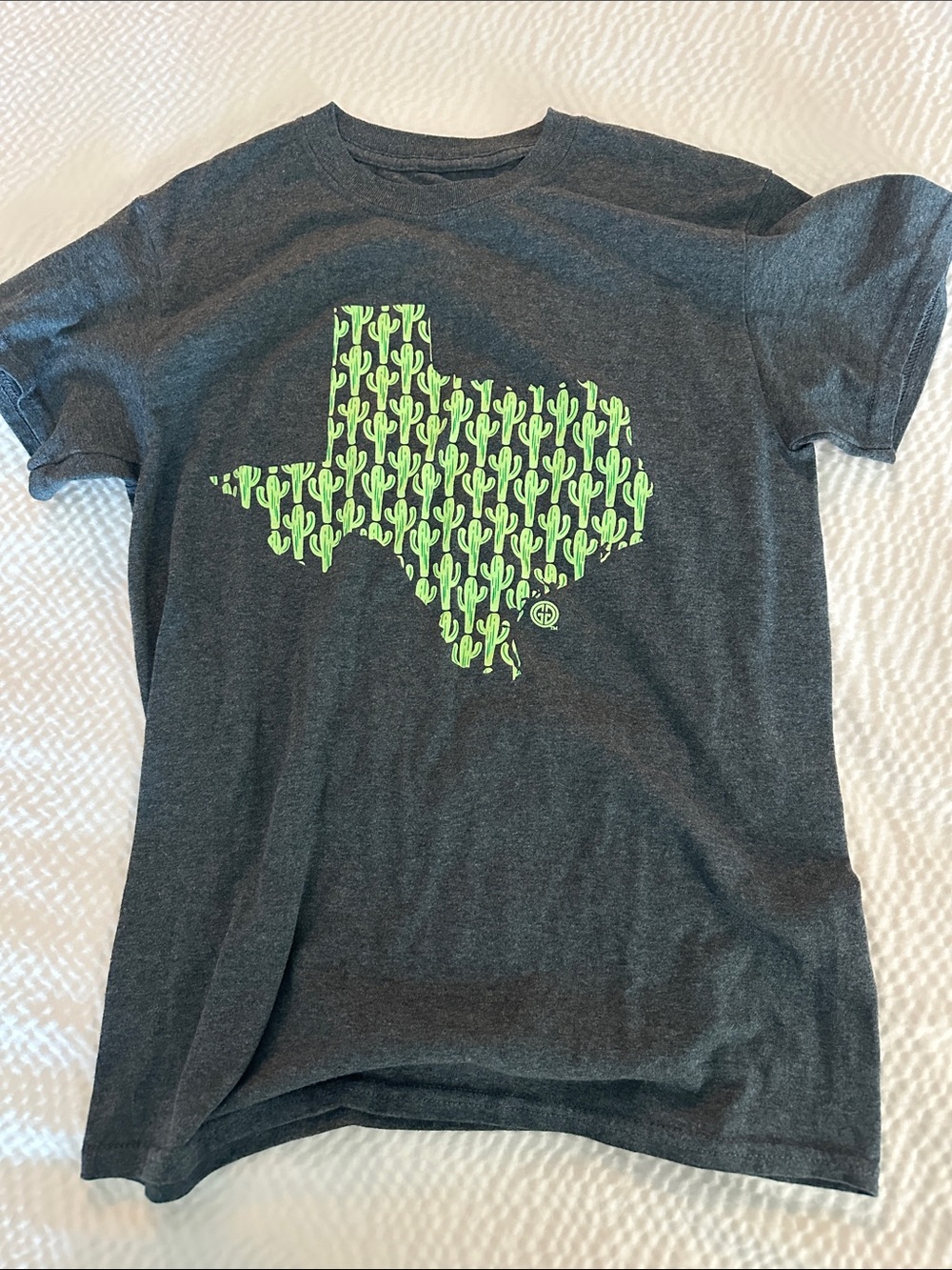 Women’s Charcoal Short Sleeve Tee with Neon Green Texas Cactus Graphic